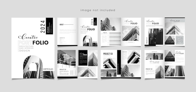 Vector architectuurportfolio of minimale architectuur en interieursjabloonontwerp