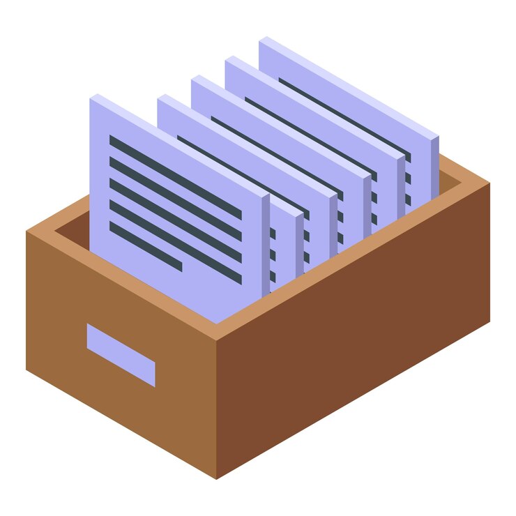 Vector archive box is storing documents for office routine
