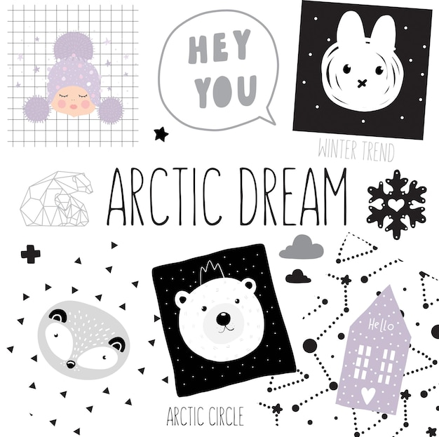 Vector arctic dream trend elements bear king black