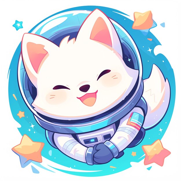 Vector an arctic fox astronaut cartoon style