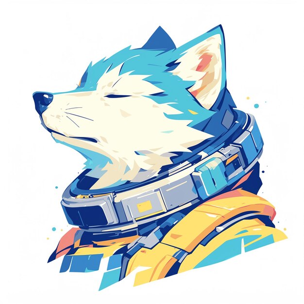 Vector an arctic fox astronaut cartoon style