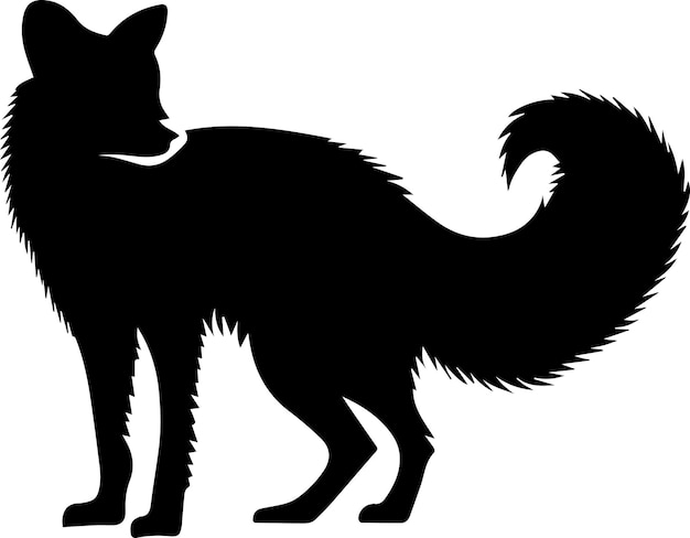 Arctic Fox Black And White silhouette illustration