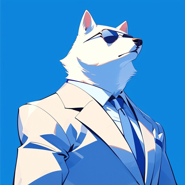 Vector an arctic fox lawyer cartoon style