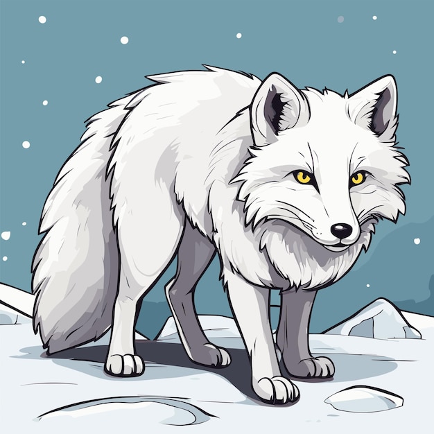 Vector arctic fox in the snowy winter vector illustration