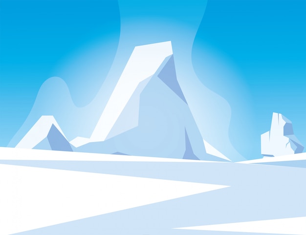 Вектор Арктический пейзаж с голубым небом и айсбергом, северный полюс