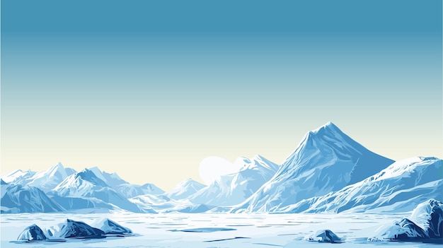 Arctisch landschap witte bergen gletsjers ijzige stilte koude sereniteit ijzige noordelijke zon Vector