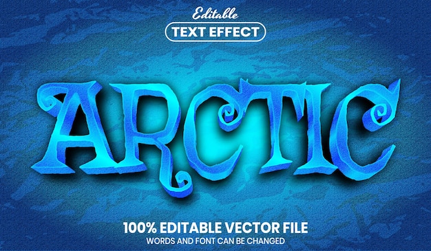 Vector arctische tekst, bewerkbaar teksteffect in lettertypestijl