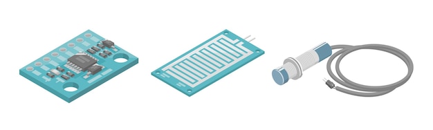 Arduino gylo module sensor microcontroller interface plc industriële component isometrische cartoon