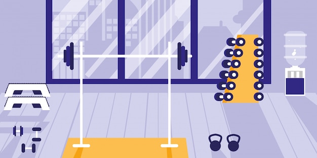 Vector area for weightlifting in sport gym