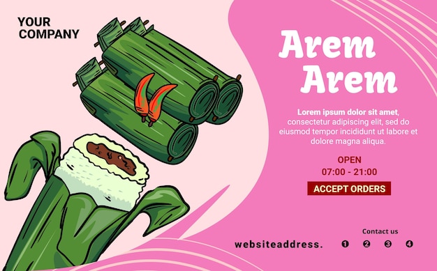 Arem arem snack food menu banner template