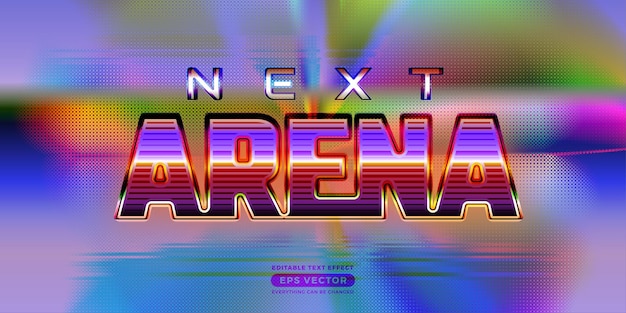 Next arena editable text style effect in retro look design with experimental background ideal for poster flyer logo social media post and banner template promotion