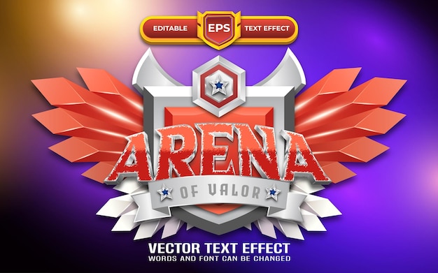 Arena of valor 3d game logo with editable text effect