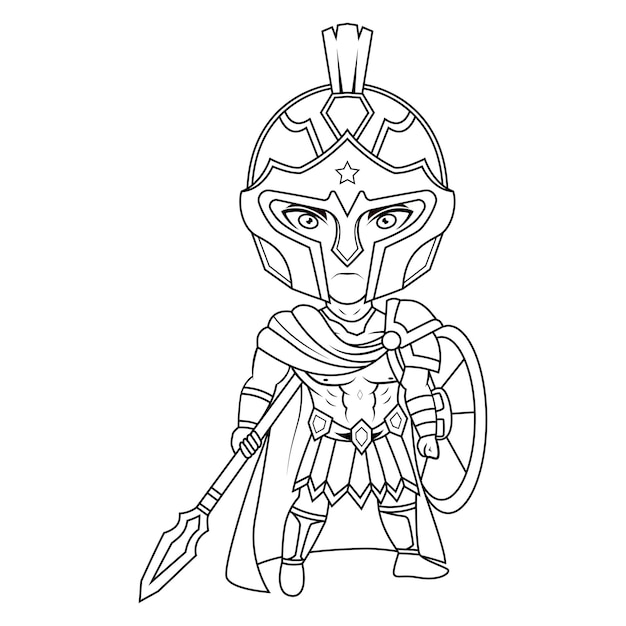 Ares chibi mascotte line art