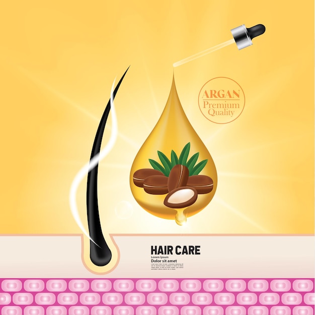 Argan extract for hair product illustration