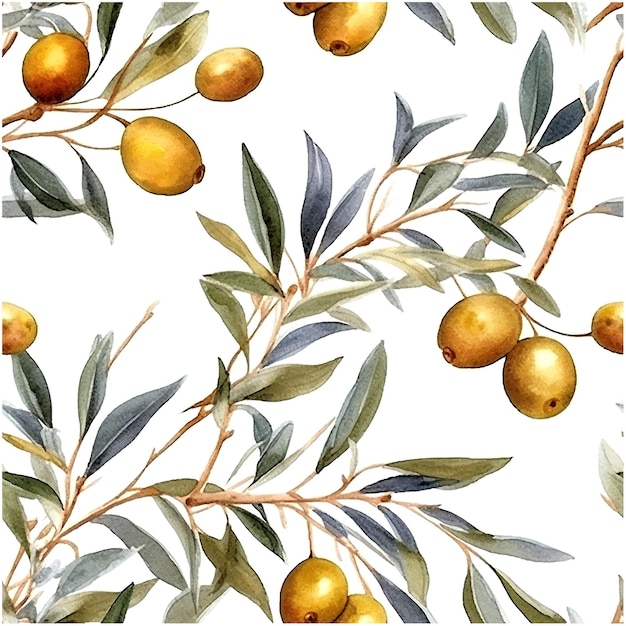 argan fruit pattern watercolor for fabric design