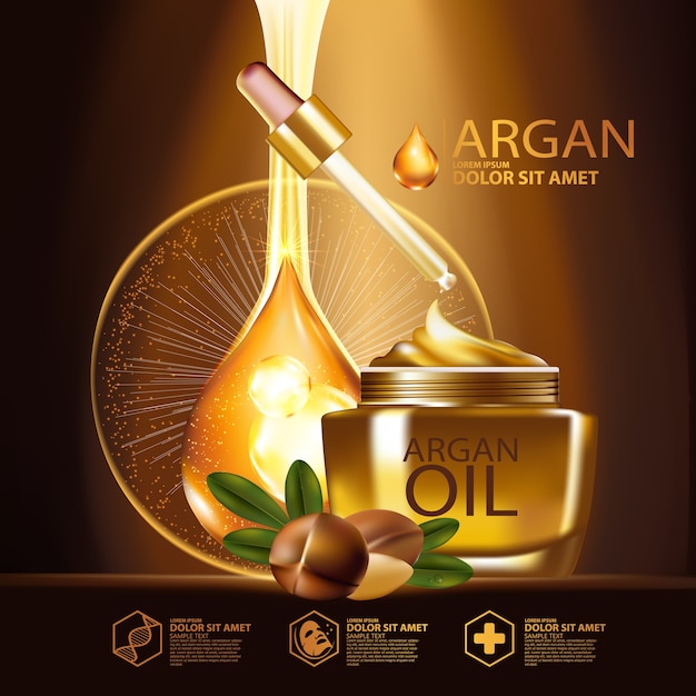 Vettore cosmetico per la cura della pelle del siero all'olio di argan