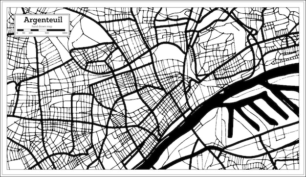 Argenteuil france city map in black and white color in retro style outline map