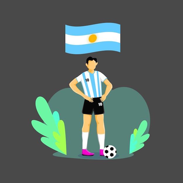 Vector argentijns voetballer plat concept karakterontwerp