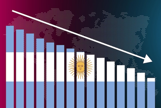 Argentina bar chart graph decreasing values crisis and downgrade news banner fail and decrease