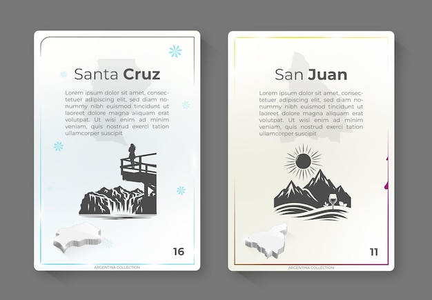 Vector argentina card collection santa cruz san juan