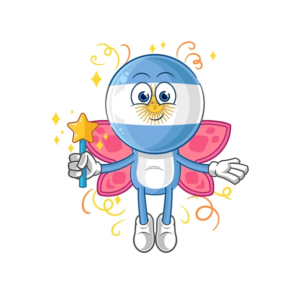 Argentina fairy with wings and stick cartoon mascot vector