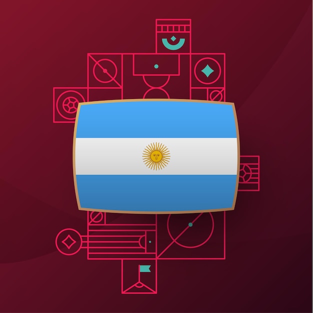 Argentina flag for 2022 football cup tournament isolated national team flag with geometric elements for 2022 soccer or football vector illustration