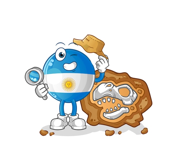 Vector argentina flag archaeologists with fossils mascot. cartoon vector