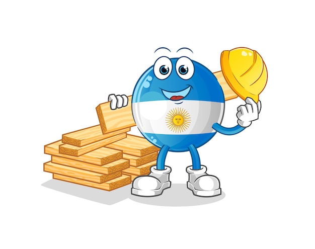 Argentina flag builder vector. cartoon character