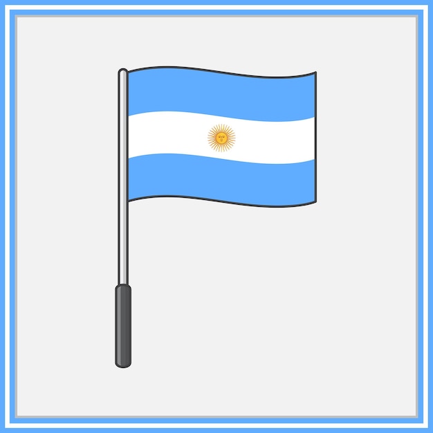 Argentina Flag Cartoon Vector Illustration Flag of Argentina Flat Icon Outline