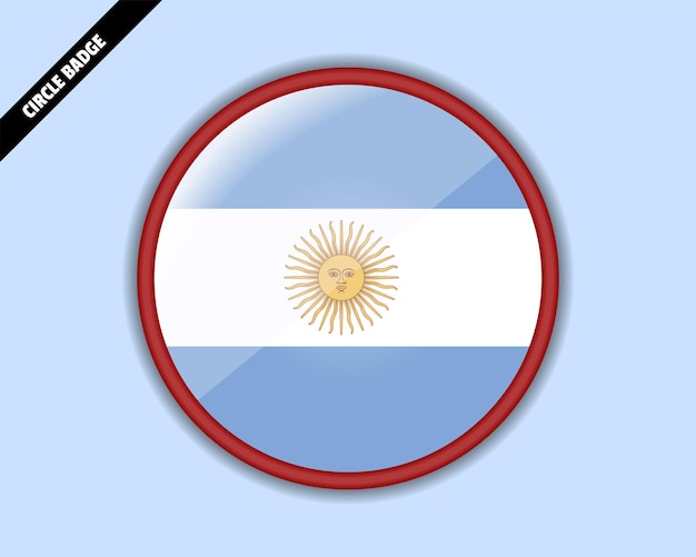 Argentina flag circle badge vector design rounded sign with reflection
