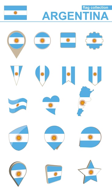 Argentina flag collection big set for design