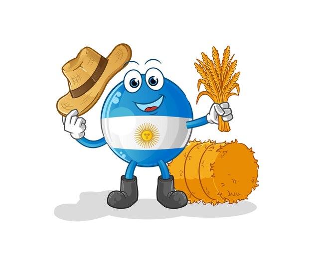 Argentina flag farmer mascot. cartoon vector