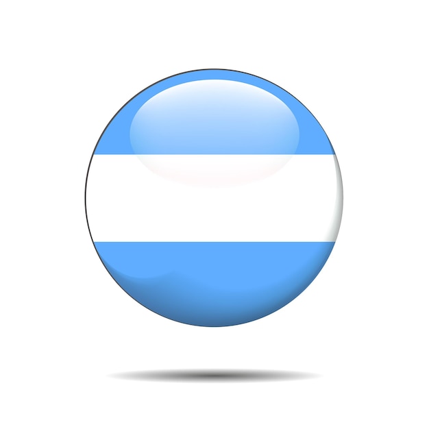 Argentina Flag Glossy Button Vector Round Icon