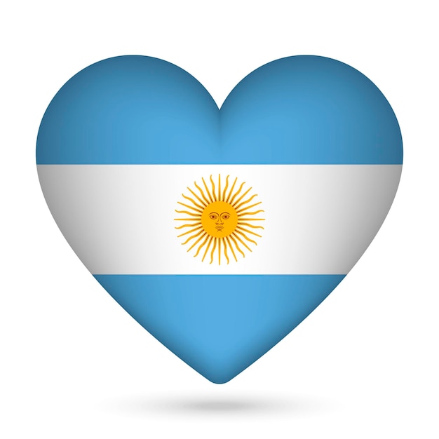 Vector argentina flag in heart shape vector illustration