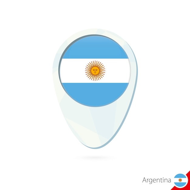 Argentina flag location map pin icon on white background