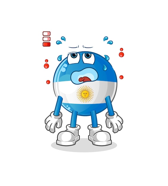 Vector argentina flag low battery mascot. cartoon vector