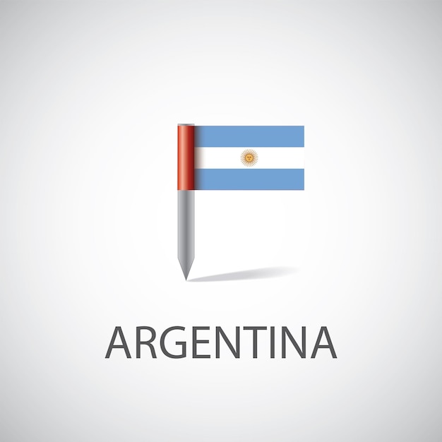 Perno della bandiera dell'argentina su sfondo bianco Vettore Premium