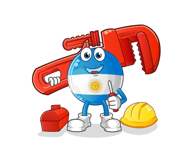 Argentina flag plumber cartoon cartoon mascot vector