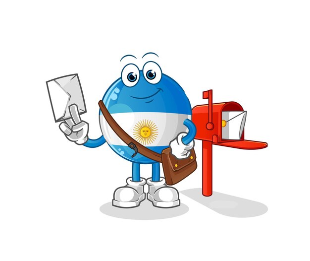 Argentina flag postman vector. cartoon character