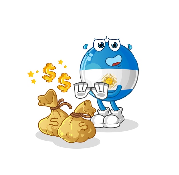 Argentina flag refuse money illustration. character vector