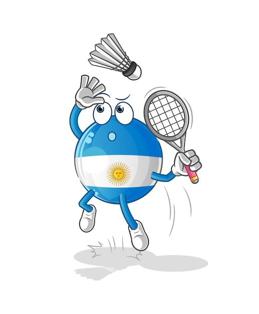 Argentina flag smash at badminton cartoon cartoon mascot vector