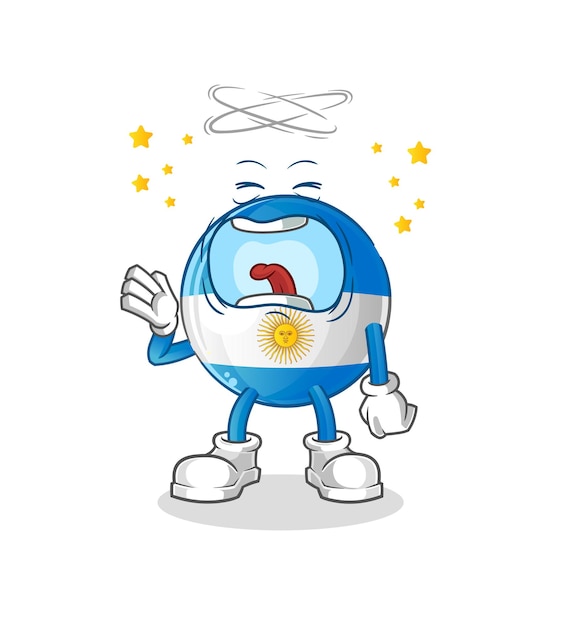 Argentina flag yawn character. cartoon mascot vector