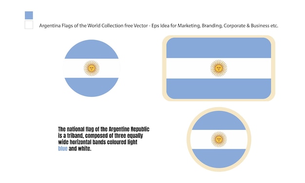 Аргентина Флаги мира Коллекция бесплатных векторных идей Eps для маркетинга, брендинга, корпоративного бизнеса и т. Д.