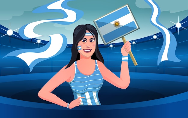 Illustrazione delle donne dei tifosi di calcio dell'argentina