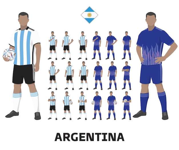 Vector argentina football team kit, home kit and away kit