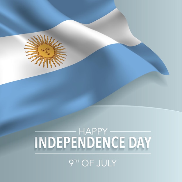 Argentina happy independence day greeting card, banner, vector illustration. Argentinian national day 9th of July background with elements of flag, square format