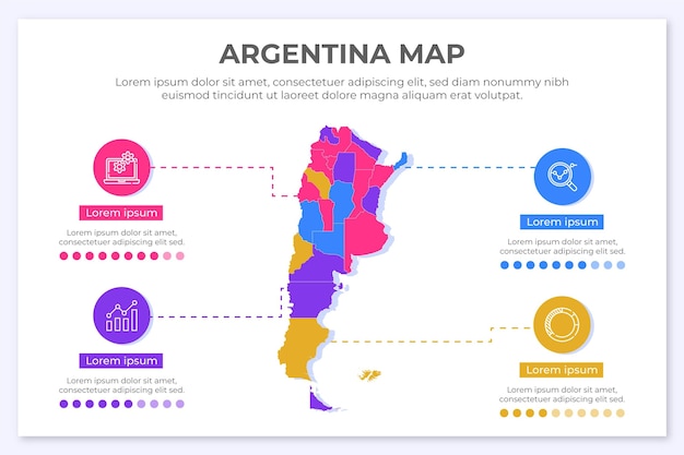 Argentina map infographic in flat design