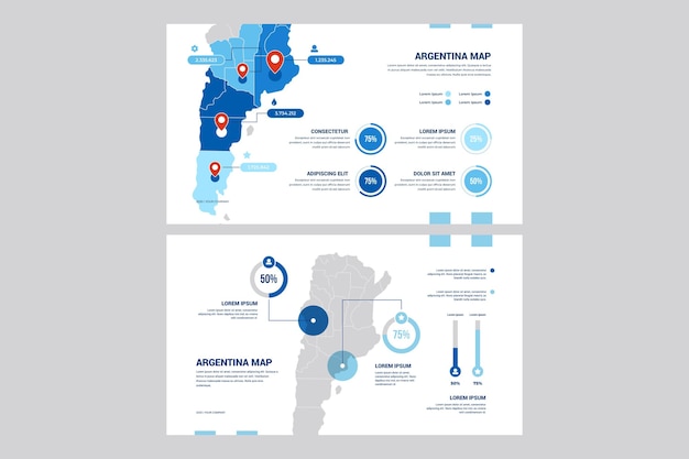 평면 디자인에 아르헨티나지도 Infographic