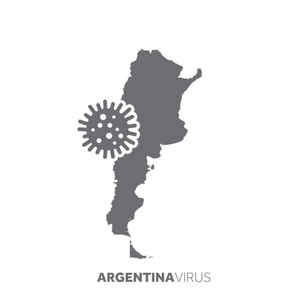 Argentina map with a virus microbe illness and disease outbreak