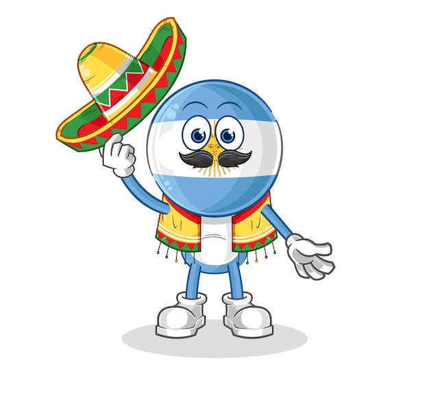 Argentina Mexican culture and flag cartoon mascot vector